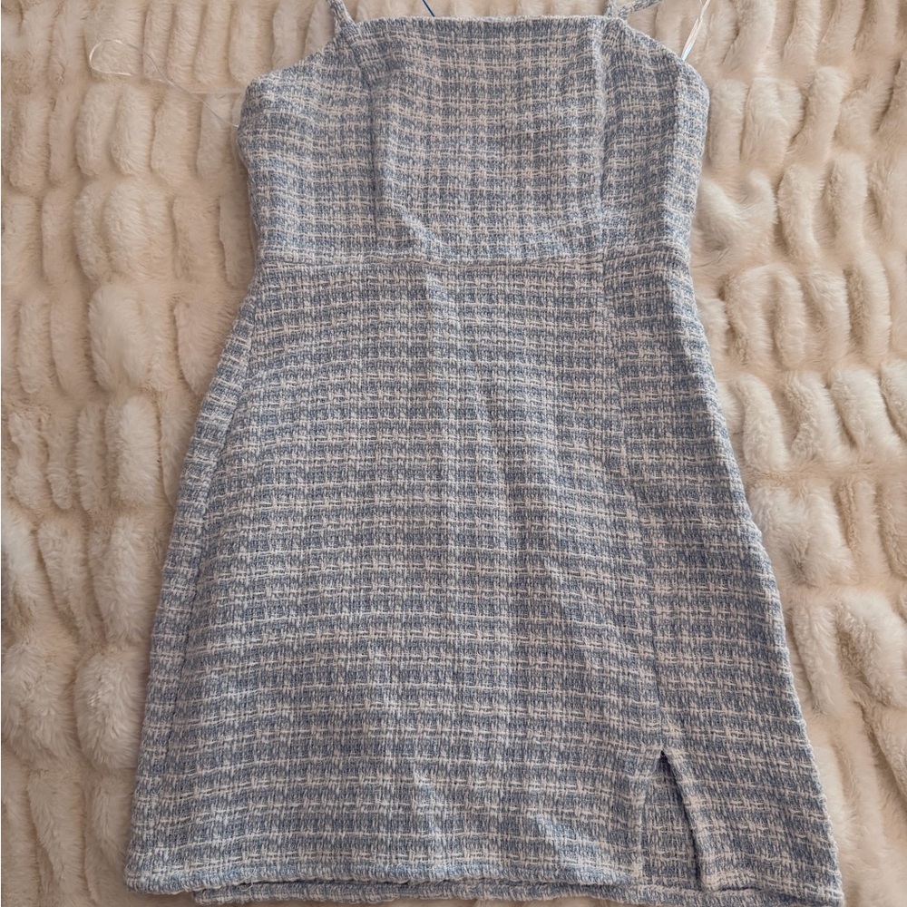 Zara Elegant Blue Tweed Dress